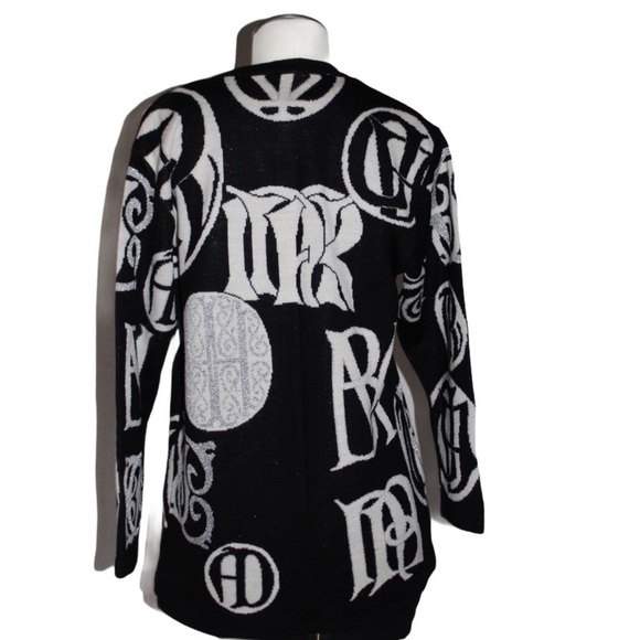 Vintage JAEGER Wool Cardigan Sweater Jacket Black | Silver Metallic Size S - Picture 3 of 13